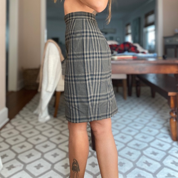 Vintage Green and black checkered pencil skirt - Picture 1 of 4